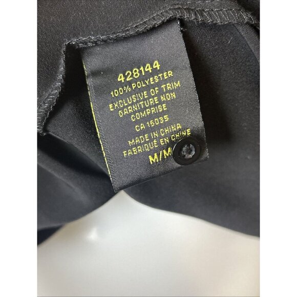 CATHERINE MALANDRINO Button Top Size M Basic Black Collar Roll Tab Sleeve Blouse - Picture 8 of 9